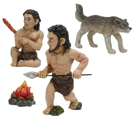 PHENOFICE 1satz Miniatur Dekorationsset Kreative Urzeit-Menschen Figuren Für Mikro-landschaften Robuste Harzornamente Für Garten Und Innendekoration -teilig