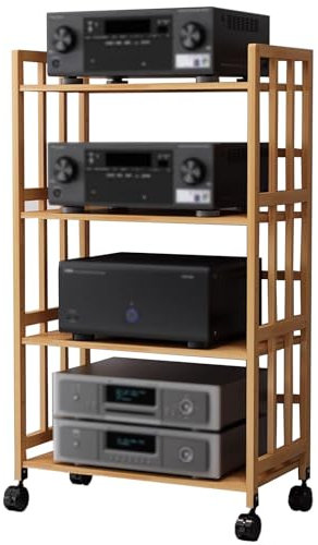 Scaffale ad Angolo con Supporto multimediale AV a 4 Livelli, unità organizzativa per componenti Stereo da Soggiorno, scaffale per scaffali Audio Video per Giradischi CD, Centro di intratteni