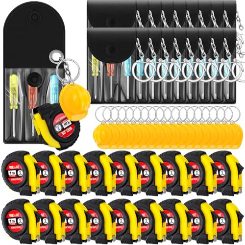 Jutom Mini-Maßband-Schraubendreher, Bauhelm-Schlüsselanhänger, Großpackung für Männer und Erwachsene, Partyzubehör, Weihnachtsgeschenke, 108 Stück