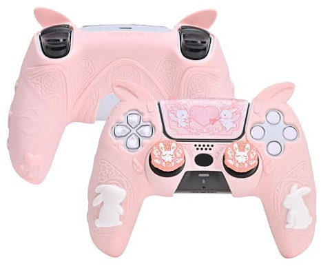 GeekShare PS5 Controller Schutzhülle Weiche Silikon-Schutzhülle für den PS5 Wireless Controller mit 2 Daumen-Gummis und 1 Aufkleber - Gothic Bunny