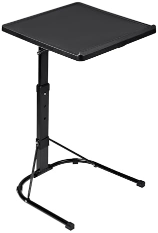 T-LOVENDO.ES Mesa Auxiliar Plegable con Altura Ajustable, Forma de C, con 3 Alturas (de 63,5 a 76 cm), 3 Ángulos Ajustables, para Ordenador Portátil, Lectura, Sofá, Sillón