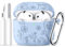Ouwegaga Flower Engraved Case Compatible for AirPods 4 Case 2024, Shockproof Silicone Protective Cover Compatible with Apple AirPods 4th Generation Case, LED Visible, With Carabiner&Cleaner Kit-Lilac