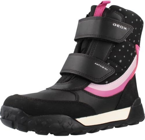 Geox Girls' J Trekkyup Girl B AbAnkle Boot, Black fuchsia, 1 UK