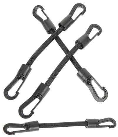 Housoutil 1set Kayak Elastic String Hooks Pool Clamps Tent Clips Basket Tarp Bungee Straps Cargo Lashing Straps Roof Lasso Outdoor Gripps Straps Strong Camping Gear Cords Gazebo Black 4pcs