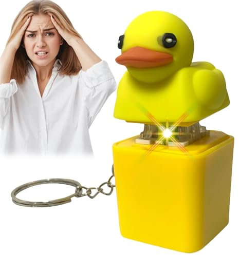 SingHao Quacking Duck Keychains,Duck Fidget To/y K/eychain,Fun K/eyboard Fidget,Ke/yboard Clicker Fidget,Duck Key/board that Quacks,Fun Keycap Keyboard Keychain,Quacking Duck Fidget Keyboard