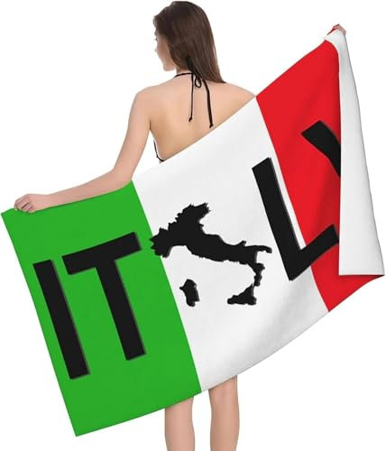 Generisch Strandtuch 70x150 cm 3D Italien, Microfaser Strandtuch Badetuch Groß Nationalflagge Handtuch Schnelltrocknend Strandhandtuch, Strandtücher Herren Frauen Badetücher, Strandlaken a-152
