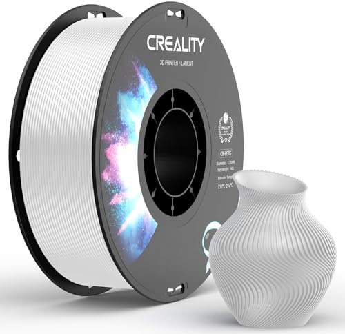 Creality PETG Filament 1,75 3D-Druckerfilament:Hervorragende Zähigkeit, Hohe Präzision, Maßgenauigkeit +/- 0,02 mm, 1kg-Spule (2,2 lbs), Passend für Die Meisten FDM-3D-Drucker,Weiß