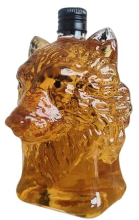 Generisch 350 ml Wolfskopf-Whiskyflasche, lustige Kunstskulptur, Glasflasche mit Tiermotiv, Dekoration für die Hausbar