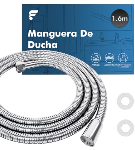 shinfly 1,6 m Edelstahl Duschschlauch, Verdrehsicher, Auslaufsicher, Knickfest | Universeller G1/2 Anschluss, Geeignet für Handbrausen und Duschköpfe