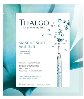 THALGO Masque Shot Anti-Soif – Feuchtigkeitsspendende Effekt-Maske, 20 ml, Cellulose-Tuchmaske, mit Sève Bleue & Hyaluronsäure – sofort pralles, erfrischtes Hautbild