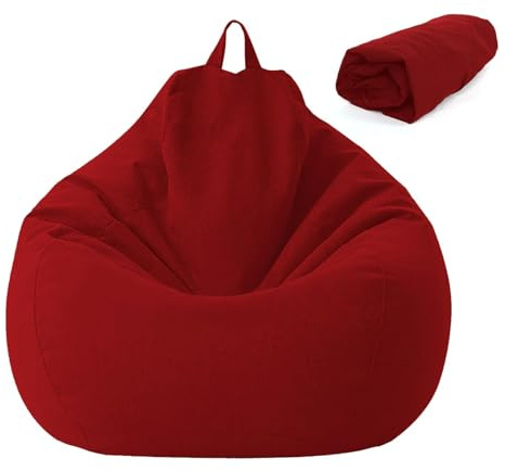 Rivestimento Pouf Sacco pera Adulti, 100x120 CM Bean Bag Cover(Rosso)