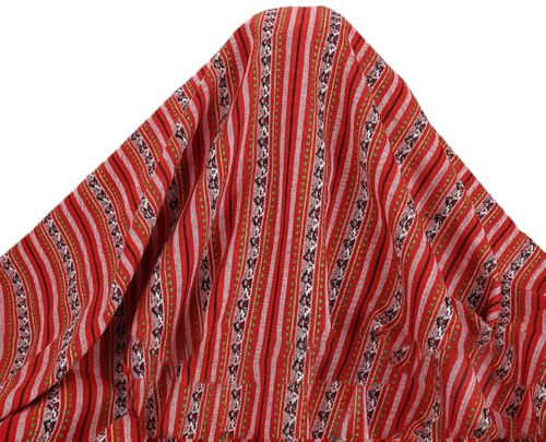 Aniyan Ethnischer Stoff Meterware 150cm Breit – Bunte Jacquard Dekorationsstoffe Aus Polyester Für Tischdecken, Kleidung, DIY, Vorhänge Und Wohnkultur (Rot B)