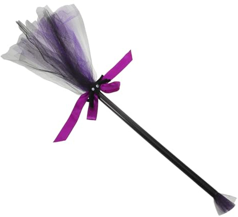 AKOOSY Halloween Witch Broomstick for Lightweight Cosplay Prop with Vibrant Gauze Finish for Indoor Outdoor Halloween Party Decor and Costume Accessories