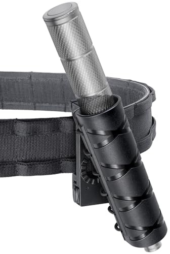 LIVANS Baton Holder for Duty Belt,Police Expandable Baton Holster Tactical,Retractable Baton Case Carrier Sheath Fit 21-26 Telescopic Baton/1,2 Tube Dia Flashlight,Security Correctional LE Officer