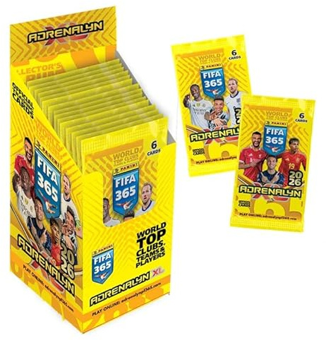 PANINI FIFA 365 2025/2026 Adrenalyn XL – 24er Display mit 24 Boostern à 6 Karten | Fußball Trading Cards mit Top-Stars & Legenden + HeartGlobal® Versandschutz