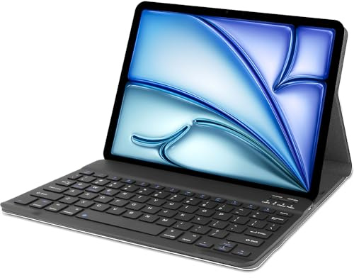 Funda Just in Case con Teclado Bluetooth Compatible con iPad Air 11 2024/2025 de Apple (Teclado QWERTY Extraíble, Premium con Soporte Ajustable, Compatible con Apple iPad Air 11) Negro