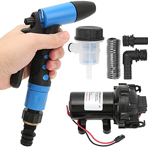Generic 5.0GPM 70PSI Washdown Pump Kit with Adjustable Spray Gun for RV Marine Boat Yacht, Anti- Deck Wash Pump