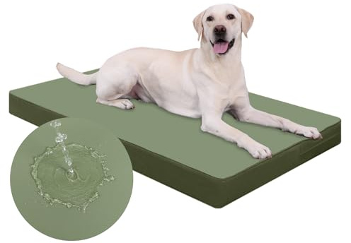 Orthopädisches Hundebett Grosse Hunde, Wasserdicht Kunstleder Hundekissen | 104x68cm, Abnehmbare Hundematratze für große Hunde, Komfortable & Kühlende Hundematte für Innen- und Außenbereich, Grün