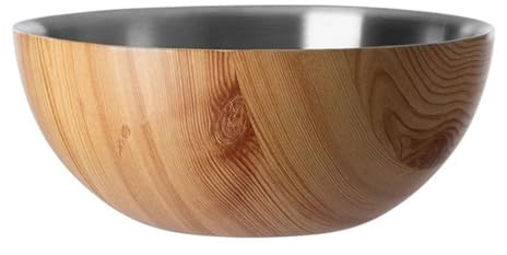 Fink Timber, Schale, Edelstahl, Wassertransferdruck, Bedruckt, braun, silberfarben, L. 20 cm, B. 20 cm, H. 9 cm, D. 20 cm