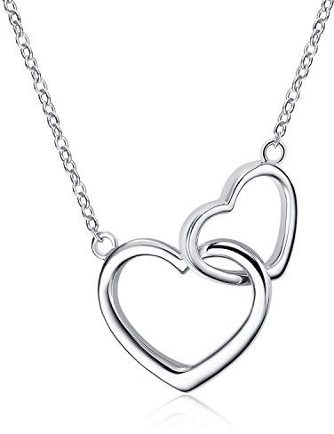Damen Halskette, 925 Sterling Silber Herz zu Herz Anhänger Kette Schmuck für Für Mutter Frau Mädchen Freundin, Geschenk Verpackung