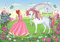 Forwall 13238VEL Papier peint photo intissé pour chambre d'enfant Motif princesse fille licorne château fleurs Décoration murale moderne pour enfant 152,5 x 104 cm