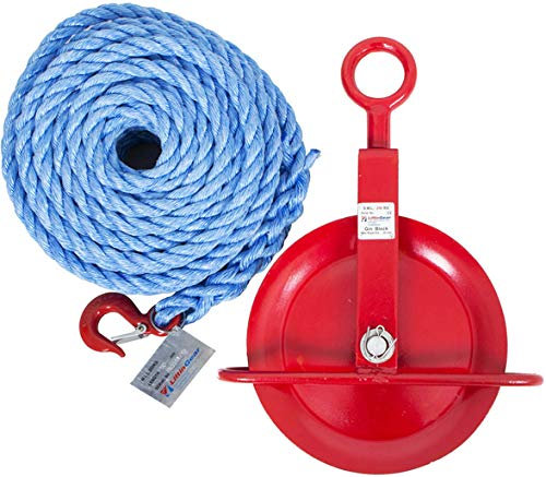 LiftinGear 250kg Gin Wheel Scaffolding Roofing Pulley with 20mtr 18mm Rope