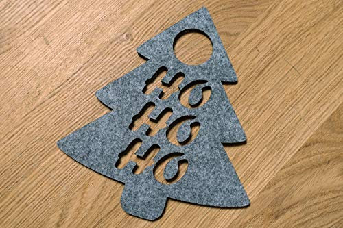 Weihnachtsbaum HO HO HO Grau | Türanhänger aus Filz | Höhe ca. 22 cm