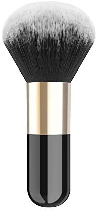 Luxspire Powder Makeup Brush, Flat Kabuki Brush, Single Large Makeup Brush Soft Face Mineral Powder Foundation Brush Blush Brush for Blending Makeup, Black & Gold
