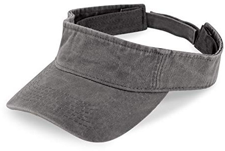 fiebig Juno Visor mit Klettverschuss | One Size Sommercap in vielen Farben aus 100% Baumwolle | Unisex Sommerkappe mit verstellbarem Innenband (One Size, Anthrazit-Washed)