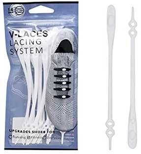 Lot de 14 lacets de chaussures ronds en silicone pour homme et femme Motif arc-en-ciel, blanc, Taille unique