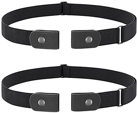 JasGood 2 Stück Gürtel ohne Schnalle Herren, Elastischer Gürtel Unsichtbare Dehnbarer Justierbar Stretchgürtel Schnallenfreier 3.51 Breit für Jeans Hosen