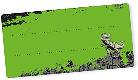 itenga 40x Buchetiketten Heftetiketten 9x4,5cm I Schulheft Etiketten I Namensschild beschreibbar selbstklebend Aufkleber aus Haftpapier (T-REX)
