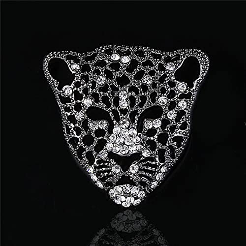 Charme Strass Rétro Creux Tête De Léopard Broches pour Homme Bijoux De Mode Luxueux Mâle Veste Ornements