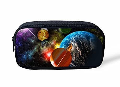 NETILGEN Federmäppchen mit buntem Planeten-Design für Jungen, Mädchen, Kinder, Stifteetui, Münzbörse, Schulbedarf