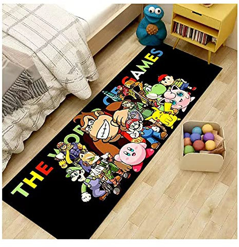 lcey Wohnzimmer Teppich,Super Mario Teppich Kinder 3D-Vorleger Cartoon Moderne Wohnzimmer Schlafzimmer Hauptdekoration for Wohnzimmer Dekoration-2||60X120cm
