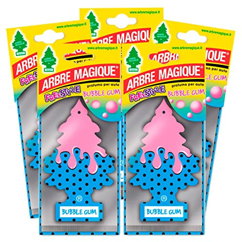 Arbre Magique Mono, Lufterfrischer für Auto, Bubble Gum, süßer und lustiger Duft, hält bis zu 7 Wochen, hergestellt in Italien, Packung mit 5 Stück
