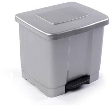 CABLEPELADO Cubo basura con separador, Cubo basura plastico, Cubo basura apertura pedal, Papelera de pedal, Libre de BPA, 38 cm alto x 43 cm ancho x 38 cm fondo, Capacidad 35 Litros, Gris