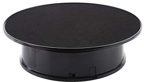 Camera Accessories 20cm 360 Degree Electric Rotating Turntable Display Stand Photography Video Shooting Props Turntable, Max Load 1.5kg, Powered by Battery & USB Camera Accessories (Color : Black)