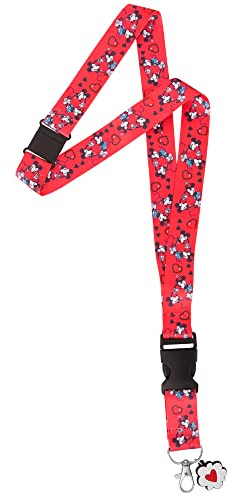Disney Lanière Mickey ou Minnie Mouse pour échanger des épingles, clés, porte-badge, Rouge