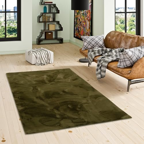Pergamon Luxus Super Soft Kunst Fellteppich Plush Dunkelgrün in 7 Größen