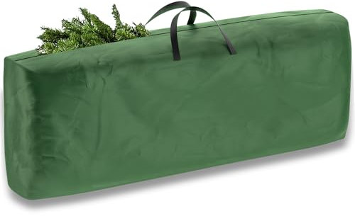ZENO Christmas Tree Storage Bag 9FT | Xmas Zip Up Sack Fabric Storage Tote for Décor Accessories Organizer | Heavy Duty Storage Bins with Reinforced Handles for Disassembled Trees | Green