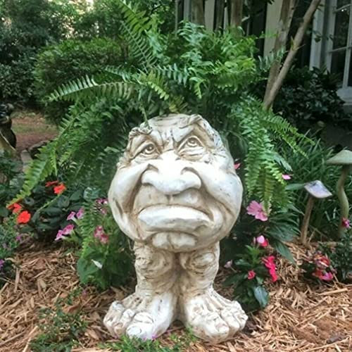 Mugglys Gesicht Statue Pflanzer, Kunst Blumentopf, Kreative Menschliche Form Blumentopf, Lustiger Ausdruck Blumentopf, Lustige Indoor Sukkulenten Blumentopf Für Hausgarten Pflanze Dekoration (B)
