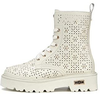 Cult - Stivali Slash in Pelle, Bianco Porcellana (37)