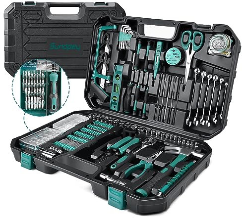 Sundpey Home Tool Kit 300-Pcs - Household Auto Repair Tool Set - Complete General Hand Tool Kits for Handyman & Precision Screwdriver Set & Wire Stripper & Metric Hex Key & Tool box Case for Men Women