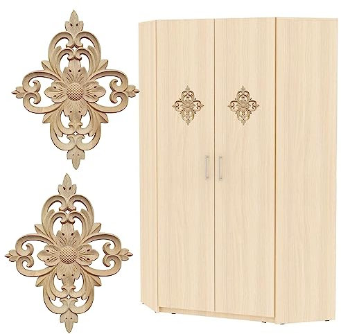 Holz Ornament Holzornamente für Möbel Vintage Deko Geschnitztes Holz Skulptur Applique Onlay Lange Geschnitzte Holzschnitzerei Applikation Unbemalte für Möbel (I)