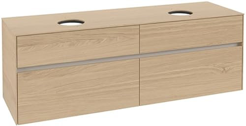 Villeroy & Boch Collaro Waschbeckenunterschrank 1600x548x500 mm, 4 Auszüge, für 2 Waschbecken, C05200, Farbe: Front Korpus: Nordic Oak, Griff: Soft Grey