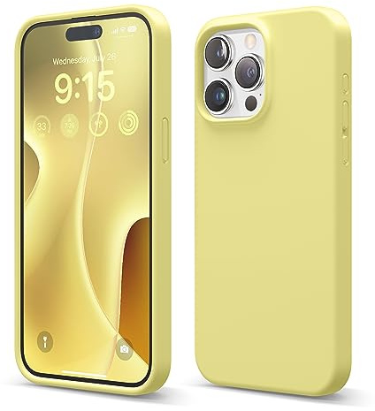elago Silikon Hülle für iPhone 15 Pro Max | Premium Silikon Handyhülle, Ganzkörper Schutzhülle [4 Lagige Stoßfeste Struktur], Mikrofaserfutter (Gelb)