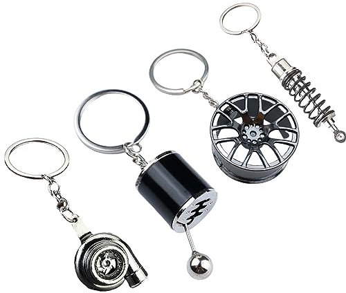 AAED 4 PCS schlüsselanhänger auto auto schlüsselanhänger motorrad schlüsselanhänger Mode-Lokomotivstil Schlüsselanhänger, Feriengeschenk Gangschaltung+Turbine+Nabe+Stoßdämpfer