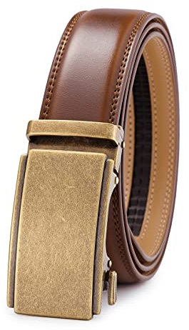 guvoosm Gürtel Herren,Leder Automatik Gürtel Für Herren Business Anzug -3,5cm Breite-2011-125-Cognac Brown