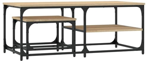 vidaXL Satztische 2 STK., Satztisch Couchtisch Rechteckig, Beistelltisch Sofatisch für Wohnzimmer Schlafzimmer, Tisch Kaffeetisch, Sonoma-Eiche Holzwerkstoff
